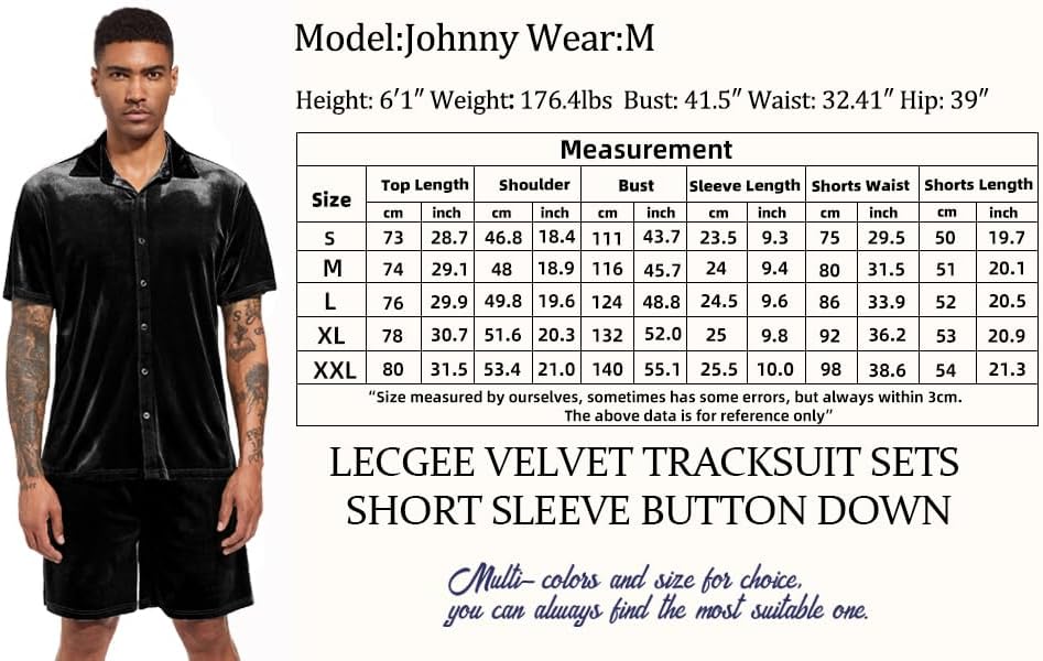 LecGee Men Summer Casual Short Sets Velvet Short Sleeve Button Down Shirt Elastic Waist Shorts 2 Piece Outfits Tracksuit - Image 6