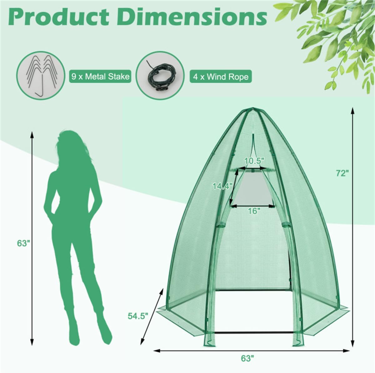 Mini Greenhouse for Outdoor Gardening with PE Cover and Metal Frame for Season Extension