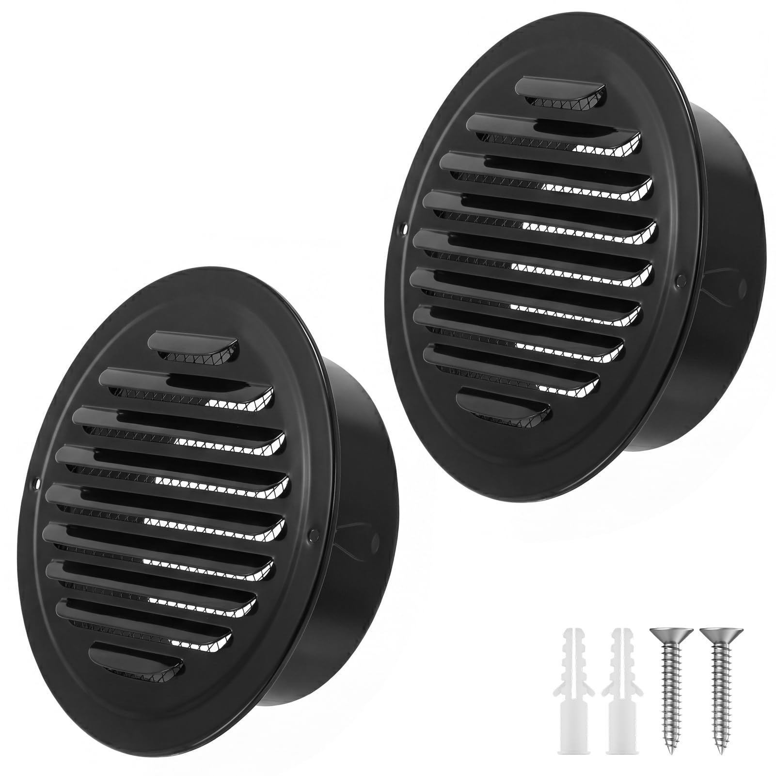 INMOZATA Stainless Steel Round Air Vent Cover with Mesh Screen,Black 150mm