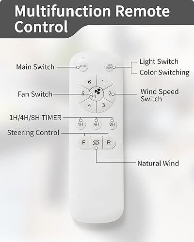 Miniatura 9 de CACI Mall Ventilador de techo de 52 pulgadas con luces, ventiladores de techo de perfil bajo de montaje empotrado con control remoto de 6