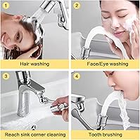 Vista 3 de Kitchen Sink Aerator, Dual-function 2 Flow Big Angle Sink Sprayer Attachment, Faucet Replacement Part 55/64'' Female Thread, Chrome