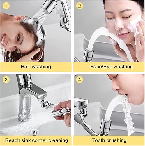 Miniatura 3 de Aireador de fregadero de cocina, doble función de 2 flujos de gran ángulo rociador de fregadero, pieza de repuesto de grifo 55/64 pulgadas rosca