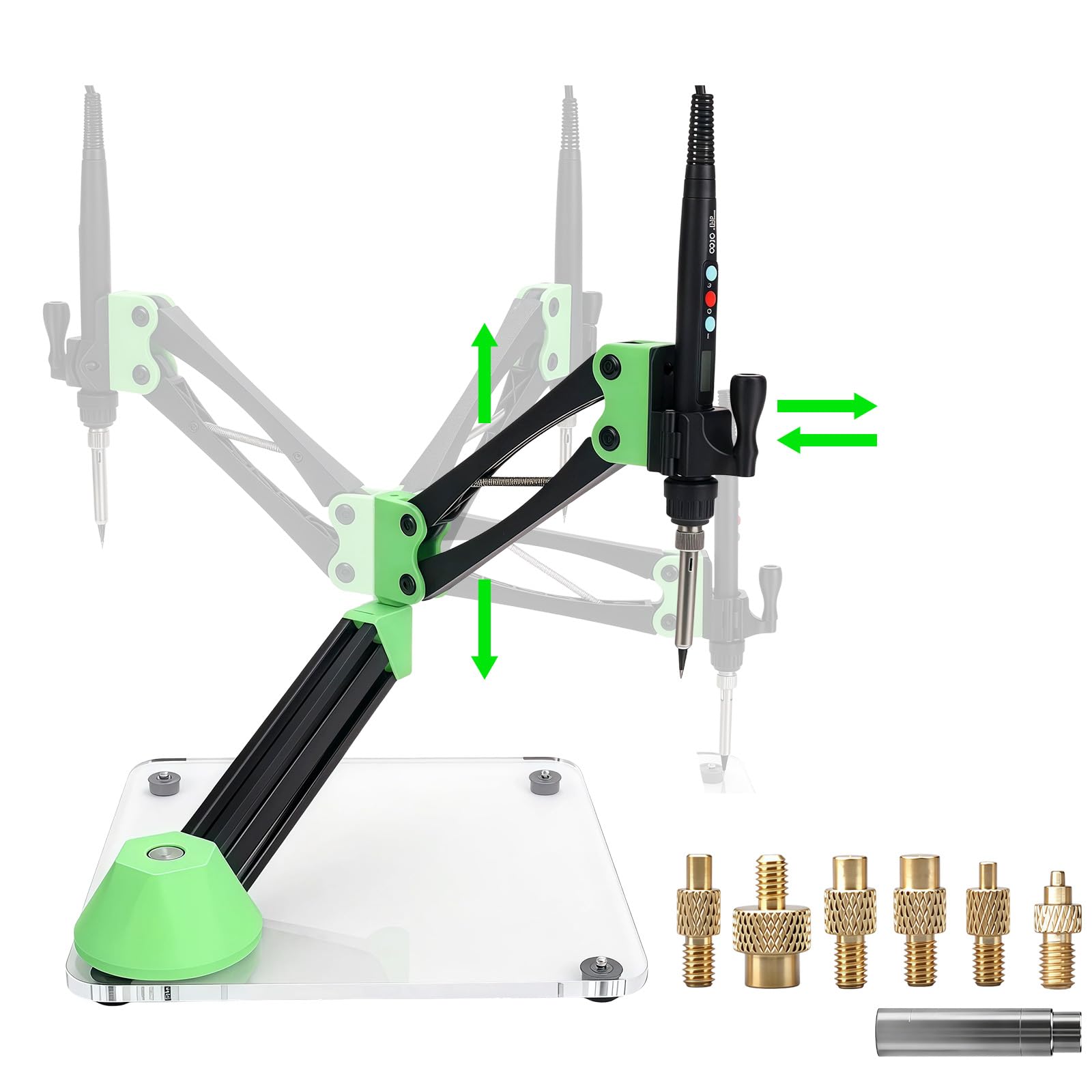 Pressa Verticale per Inserti Filettati Heat Set per Stampa 3D, Strumento per Inserimento Inserti in Ottone M2/M3/M4/M5/M6/M8 con Saldatore Regolabile (Su/Giù/Sinistra/Destra)