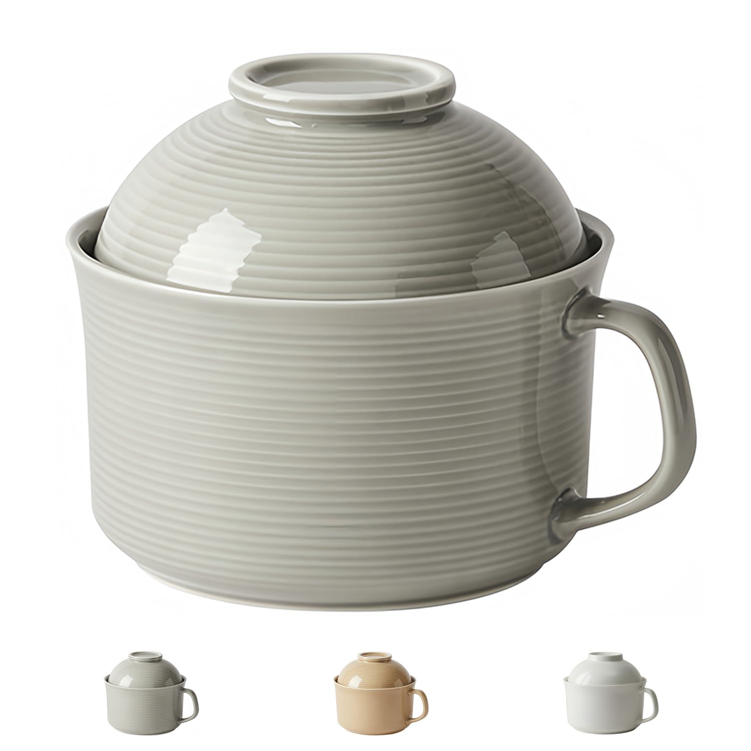 Grande tasse à soupe de 1000ml en porcelaine grise pour le bureau