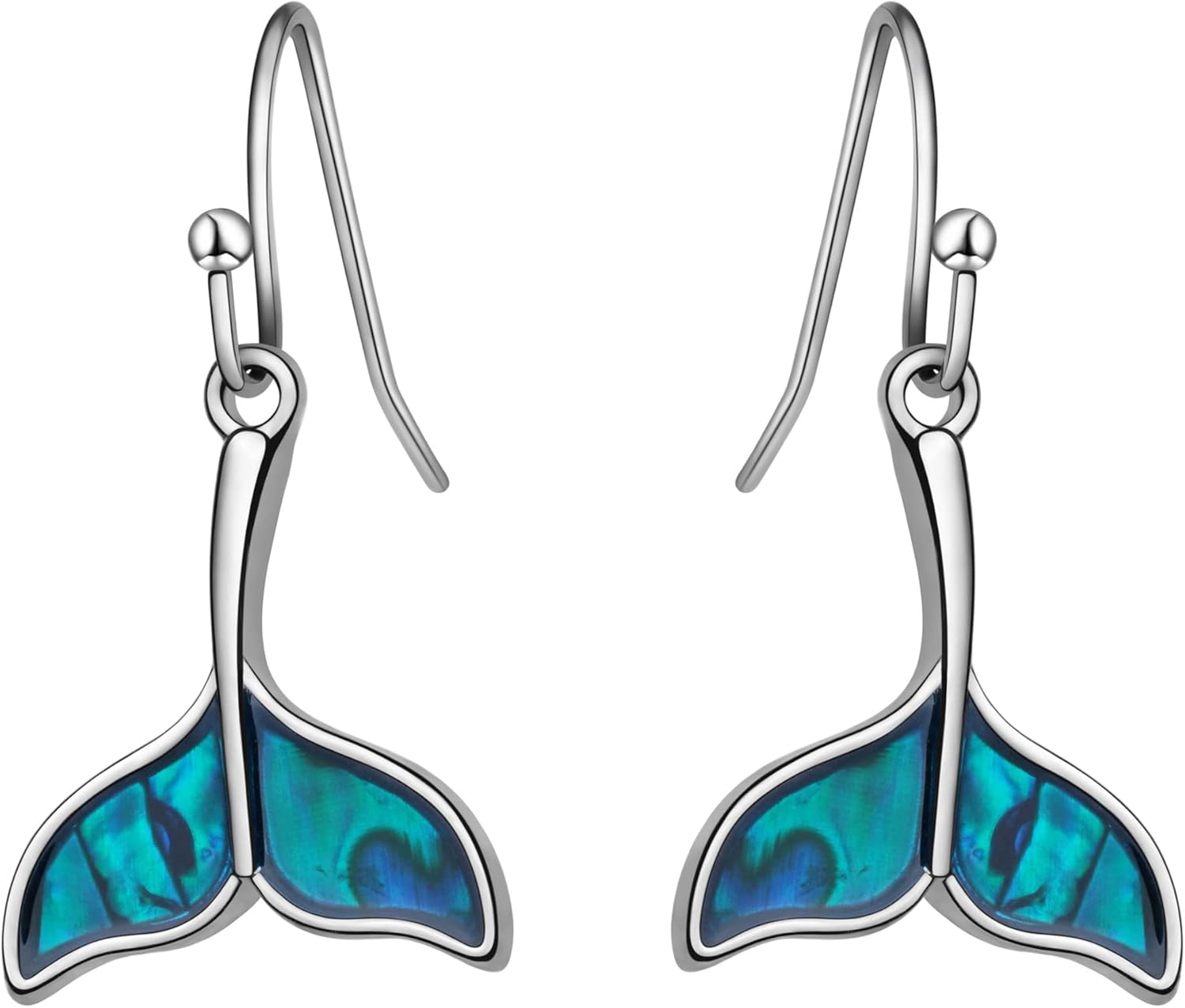 Lauren-Spencer Mermaid Tail Dangle Drop Earrings for Women with Abalone Shell Ocean Beach Earrings Mermaid Tail Jewelry Gifts for Women Earrings