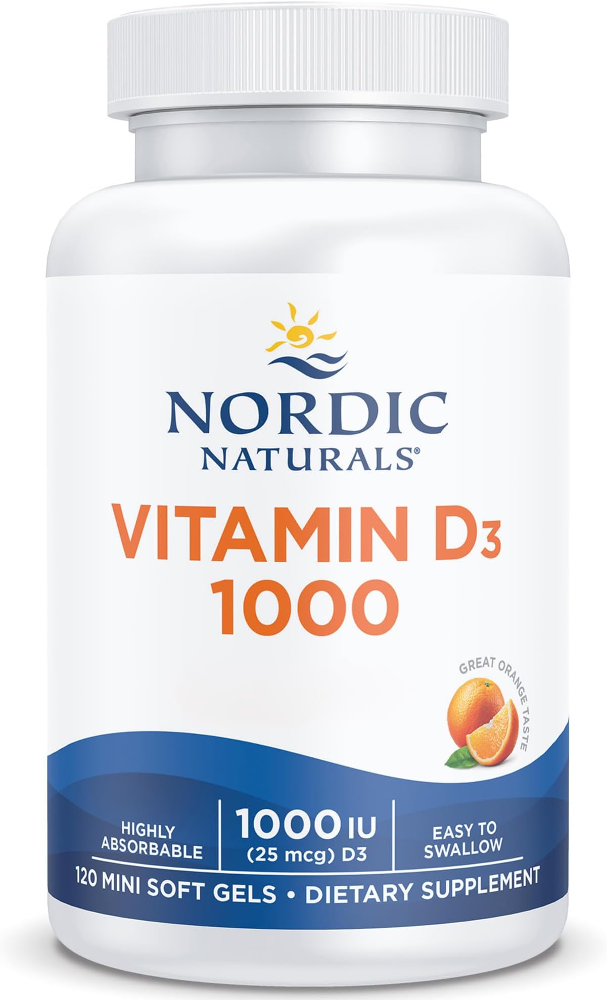 – Vitamin D3, 1000 IU, Cholecalciferol from Lanolin, Orange Flavour, 120 Softgels, Gluten Free, Soy Free, Non GMO