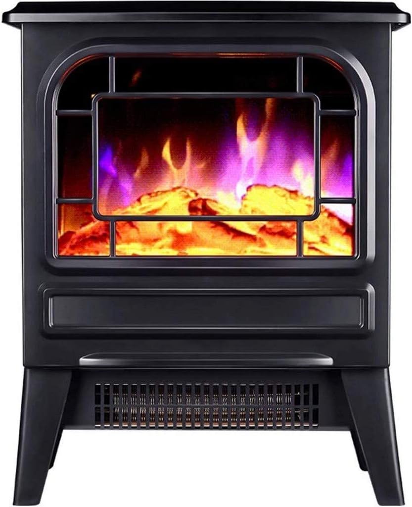 Electric Stove Heater Fireplace Electric Fire with Surround Mantelpiece with Adjustable tat Control with Log Burner Flame Effect Black,Black (Black