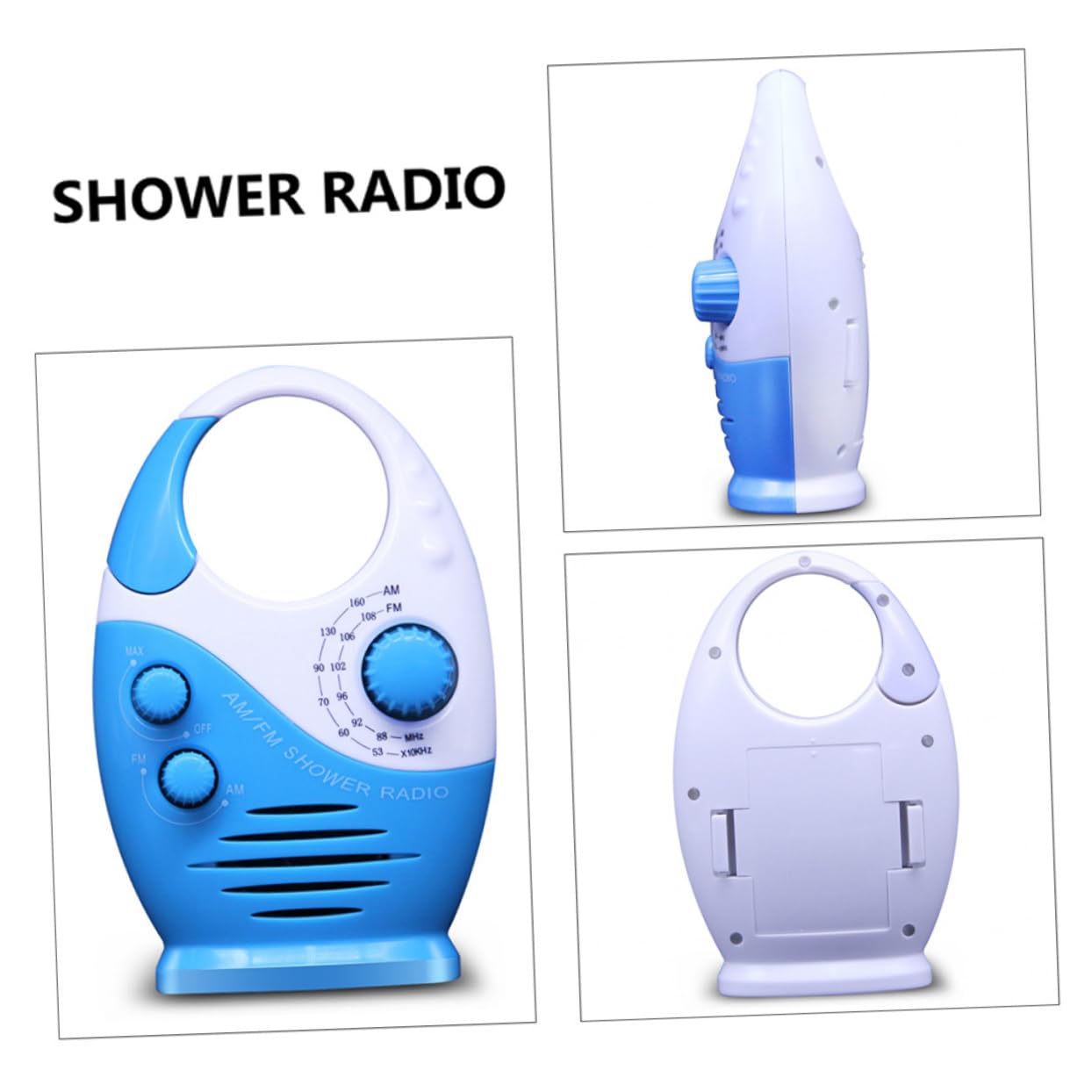 Gadpiparty Radio Portátil Am/FM para Ducha Mini Altavoz Resistente al Agua y Orificio para Colgar, Diseño Práctico y Compacto Adecuado para Baño y Viajes