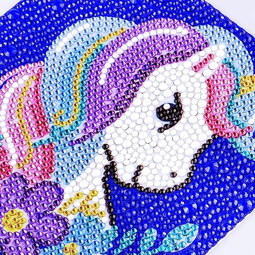 Image of PATPAT DIY 5D Diamond Painting Kit for Kids Colorful Unicorn Diamond Art Set with Frame, Resin Diamonds & Tools Creative Craft Activity, Fun Art Decoration for Children Ages 5-12