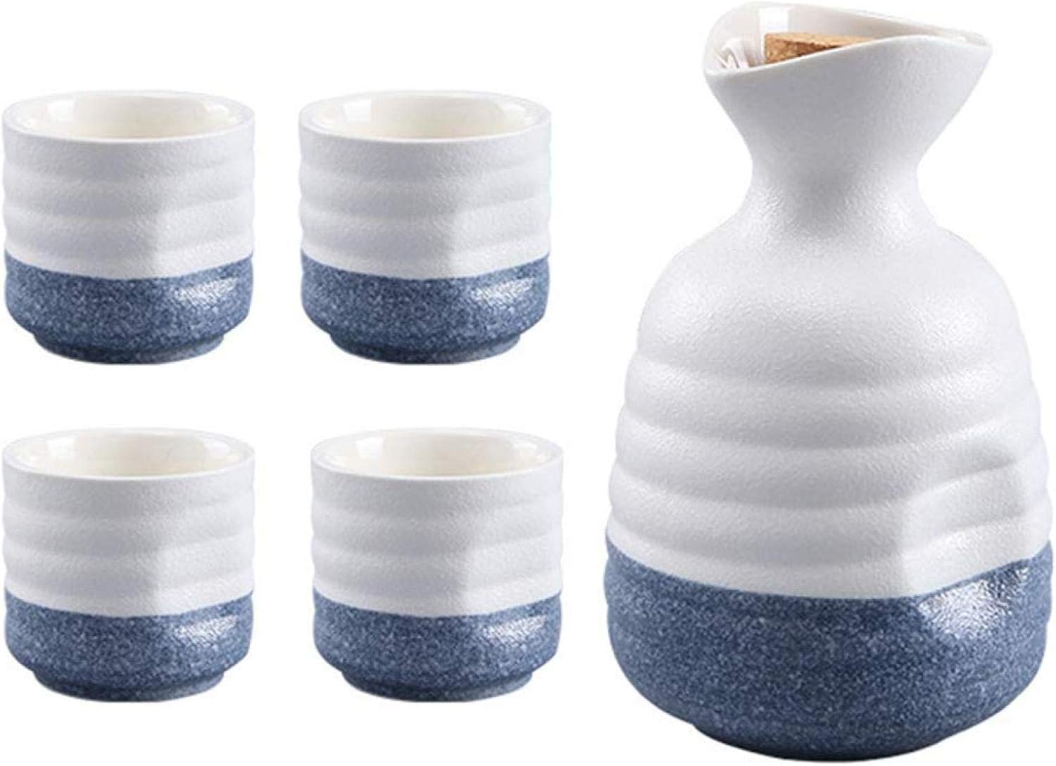 Set da Sake creativo con Colori a contrasto, Classico Set da vino giapponese con tappo in sughero, kit per Bevande calde in porcellana tradizionale giapponese