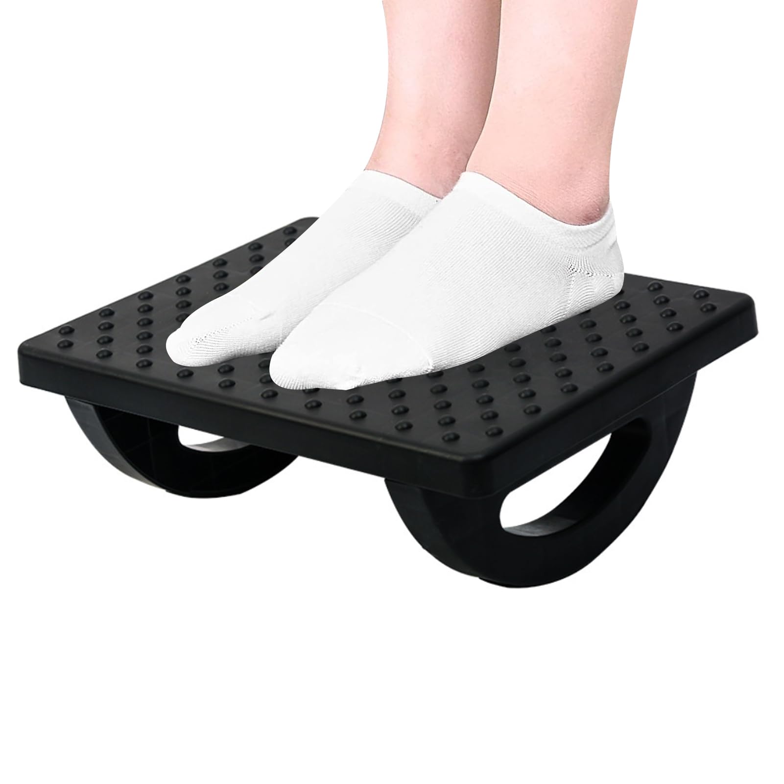 Beauenty Rolling Underdesk Footrest, Office Foot Rest with Massage Surface and Rollers for Work Places at home in Office, Portable Foot stool (black)