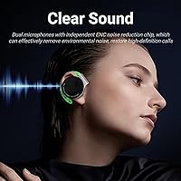 Vista 5 de Jectse Auriculares con clip, auriculares Bluetooth tipo clip con estuche de carga y cable, auriculares portátiles con clip de estereófono (negro)