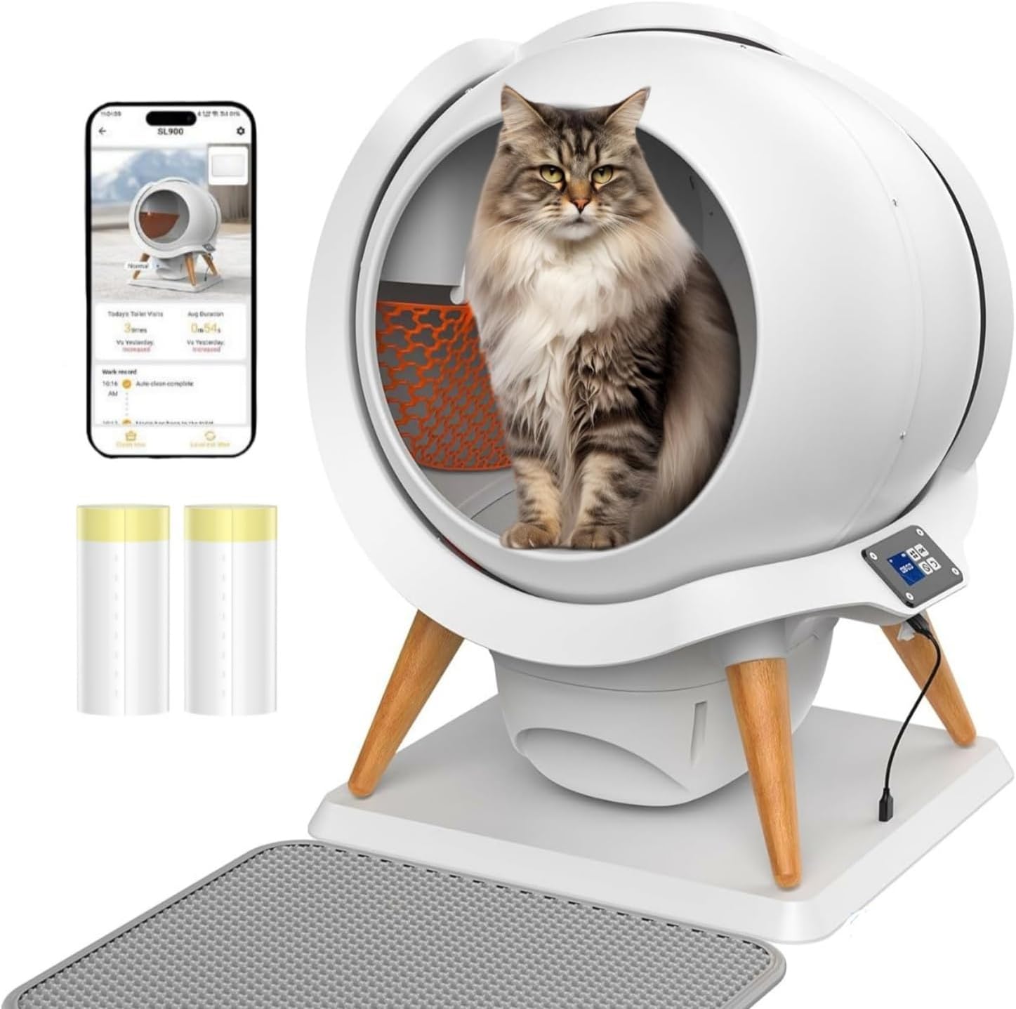 Product image of HoneyGuaridan Self Cleaning Cat Litter Box with APP Control, Waterproof Automatic Cat Litter Tray, Smart Robot Litter Box, Safety Protection 0 Risk, Odor-Free, 63L Large-Open for Multi-Cats 3-33lb