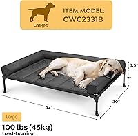 Vista 2 de Veehoo Cama Elevada Refrescante para Perro Añade Cojín Bolster Extraíble Impermeable Alfombrilla, Catre Elevado para Mascotas con Malla Teslin