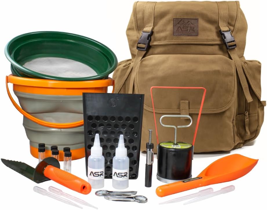 ASR Outdoor Serrated Digger Beach Combing Metal Detector Accessories Backpack Kit, 22 Piece