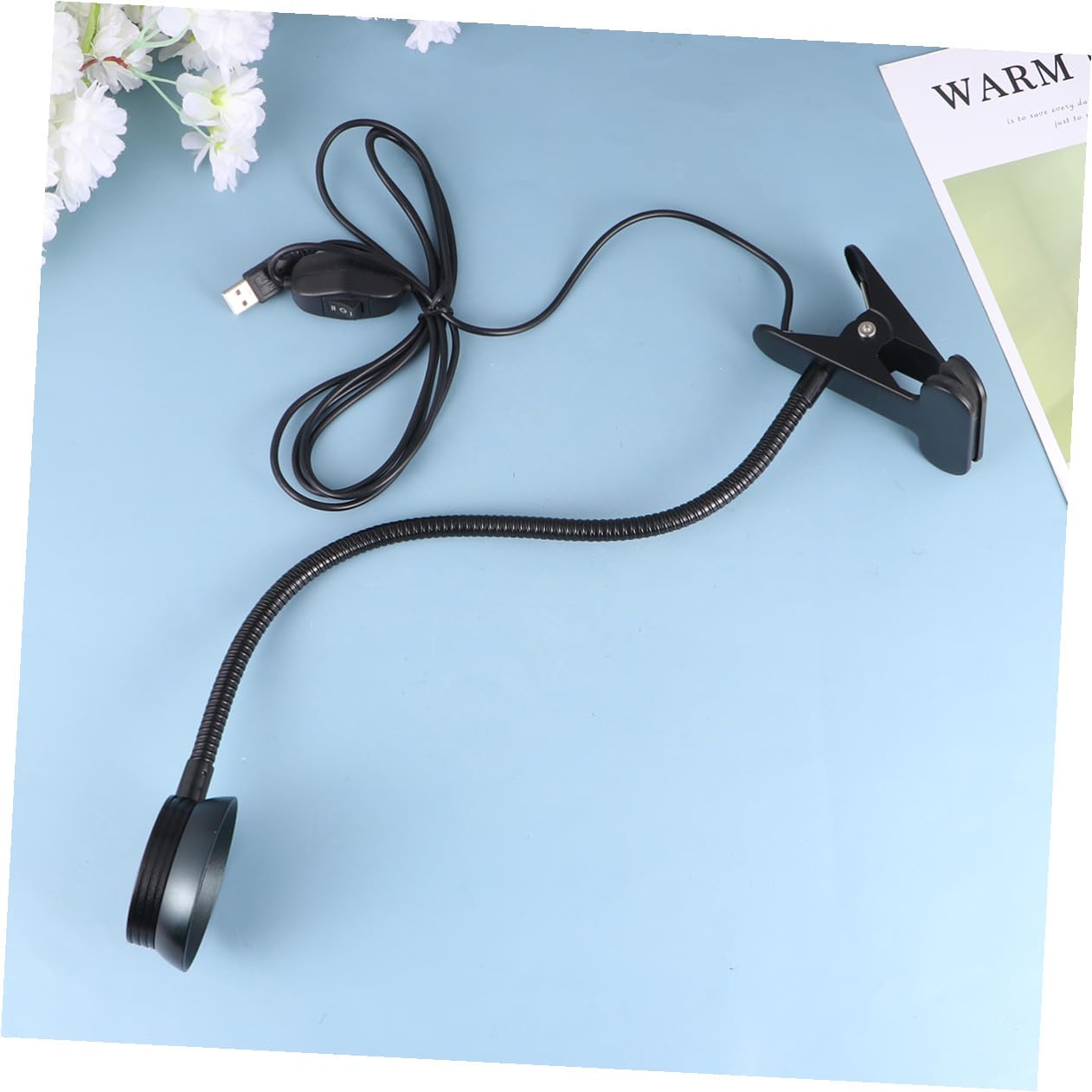 Lampada da Lettura LED USB 4w Clip Flessibile per Letto | Nero, Collo Orientabile e USB Incluso, Uso su Tastiera, Formato Portatile Cavo