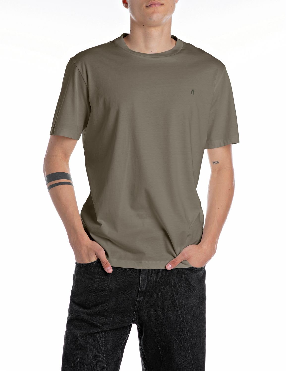 Replay Men's T-Shirt, 759 Mud Green, L