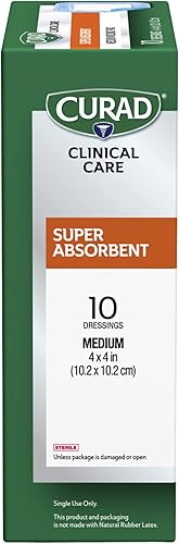 Miniatura 7 de Curad Almohadilla súper absorbente para heridas, mediana, 4 x 4 pulgadas, 10 unidades