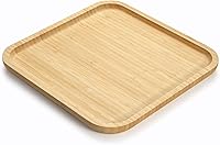Vista 13 de Bandeja de servir de bambú, bandeja redonda de madera, bandeja de servir de madera, fruta, pan, plato de ensalada, tabla de servir charcutería, 9.8