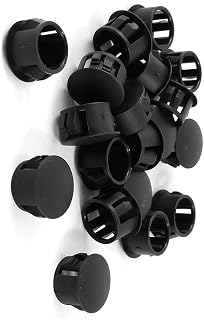Aexit 20pcs Black Electrical Plastic 14mm Diameter Snap in Type Locking Hole Button Cover 14mm x 17mm Cables x 10mm