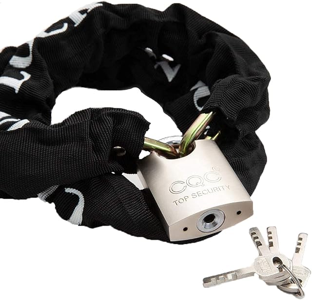 Heavy Duty Motorbike Cycle Chain Lock Padlock for Motorcycle Bike Bicycle Door Gate Fence Safety & Security Accessories (Steel Dia.8mm Chain Length 1.1M )