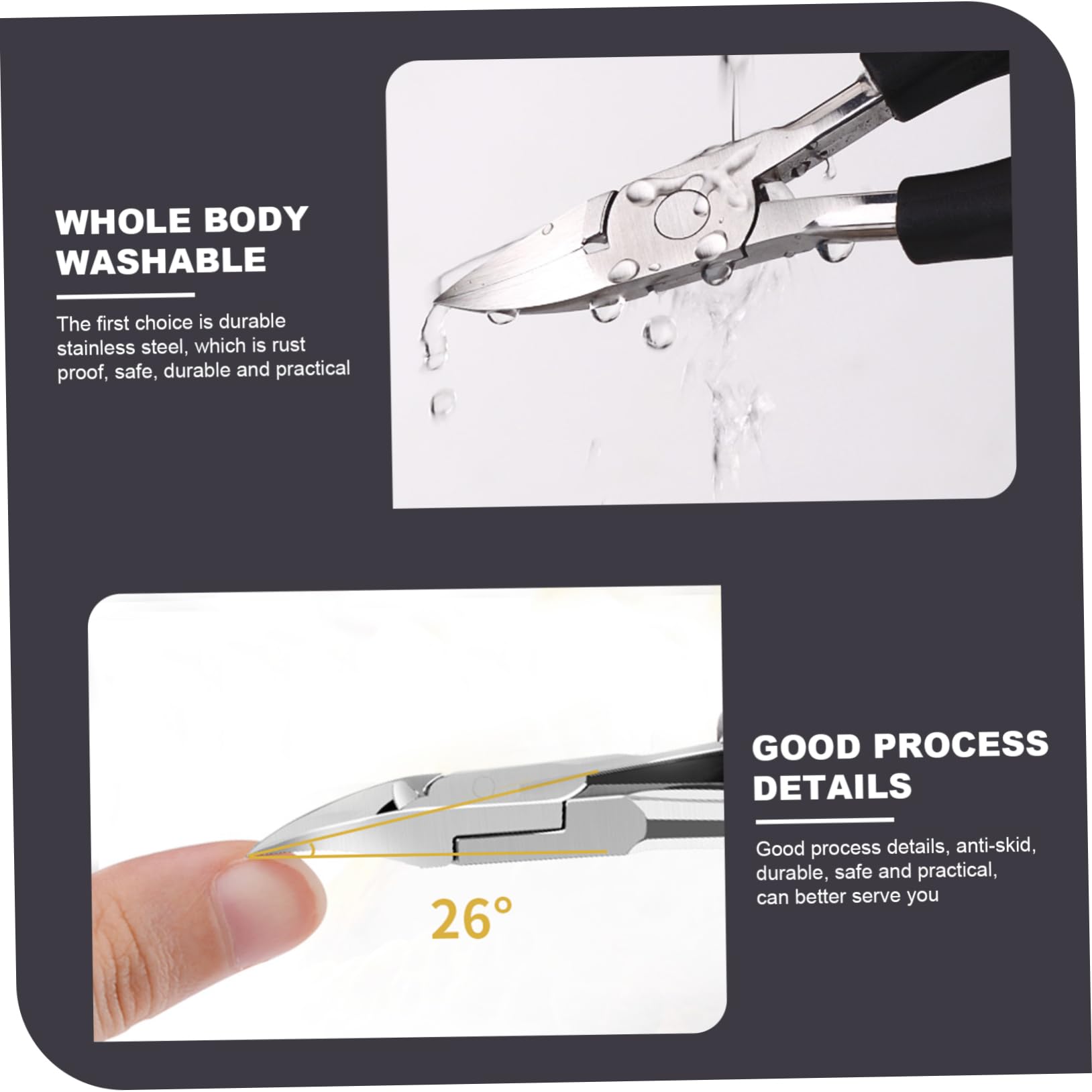 FRCOLOR Multi-purpose Nail Tools Nail Clipper Toenail Clipper Cuticle Nipper Durable Easy to Use