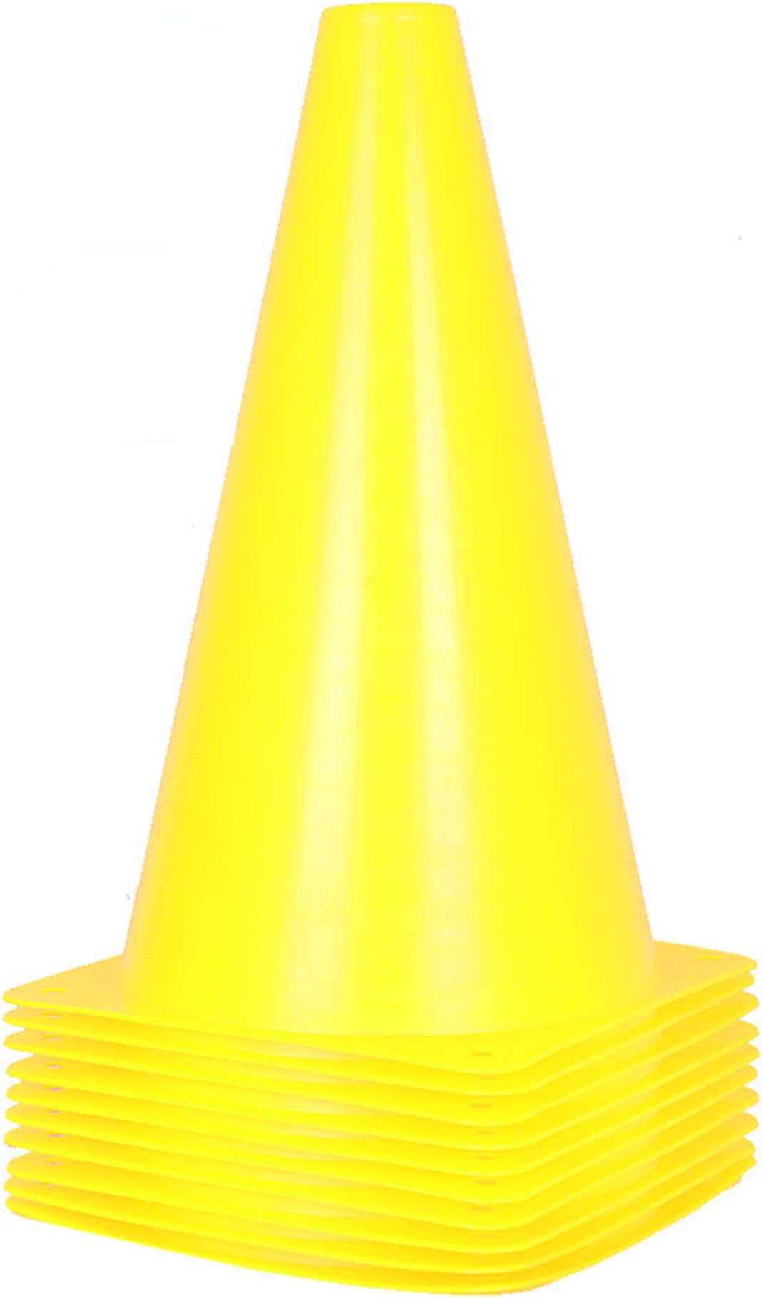 10 Pack Traffic Cones for Kids – 23cm Soccer Trainning Cones for Outdoor Activity & Festive Events (Yellow)