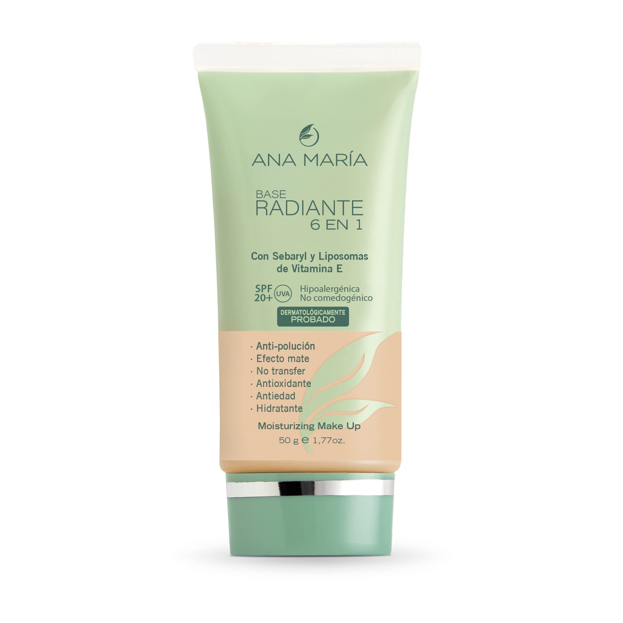 Base Radiante 6 en 1 Hipoalergenica Maquillaje Ana Maria Cosmeticos Colombia | Radiant Foundation 6 Benefits in 1 hypoallergenic 1.77oz-50gr (Medio Claro | Medium Light)