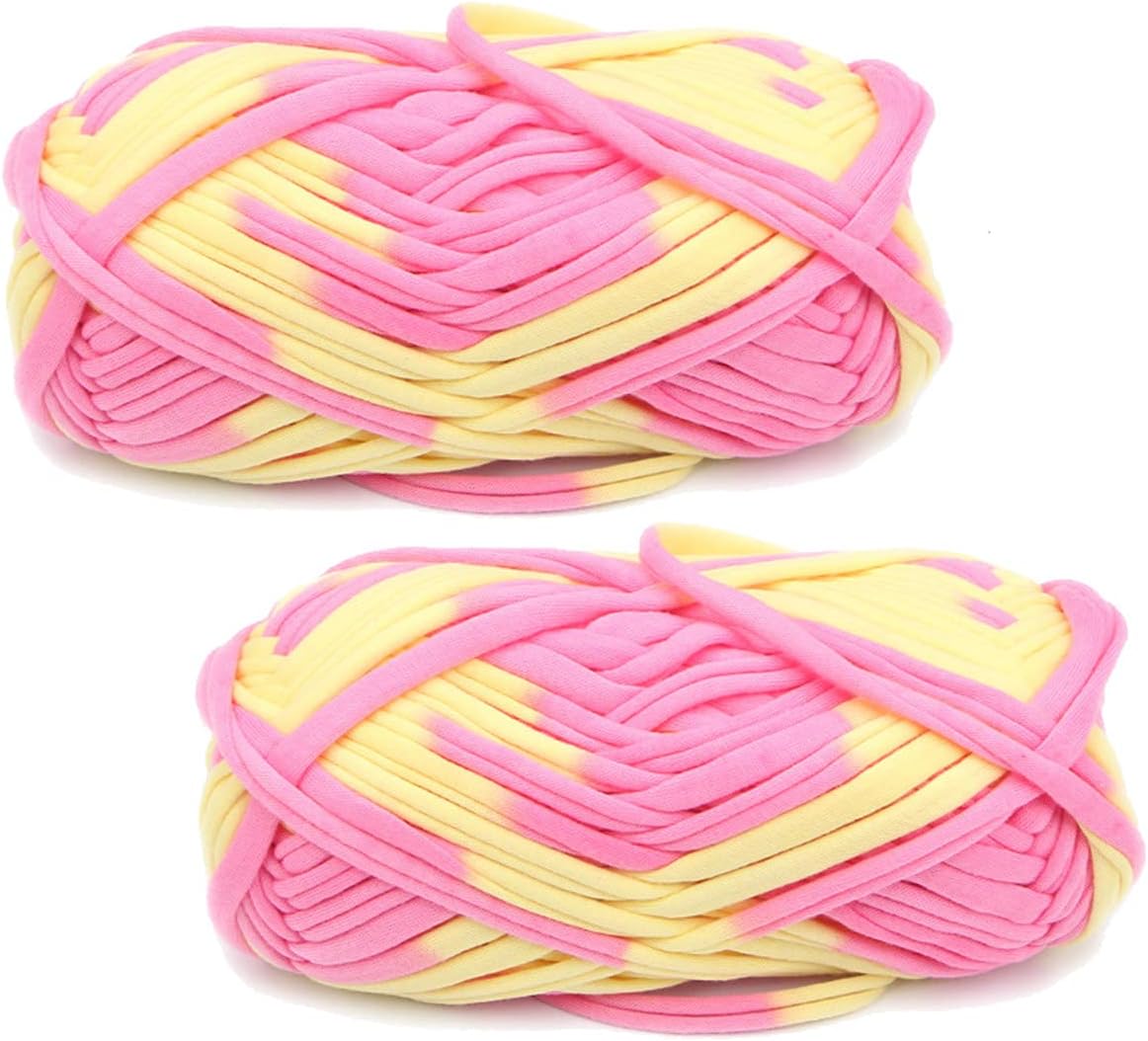 2 Pack of Colorful Knitting Yarn Fabric Crochet Cloth T-Shirt Yarn for DIY Knitted Fabric Art Basket Bag 200g (200g, Color#AF)