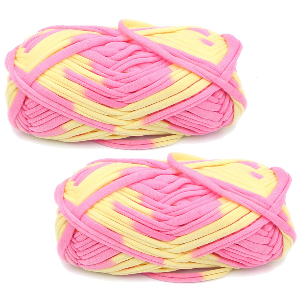 2 Pack of Colorful Knitting Yarn Fabric Crochet Cloth T-Shirt Yarn for DIY Knitted Fabric Art Basket Bag 200g (200g, Color#AF)