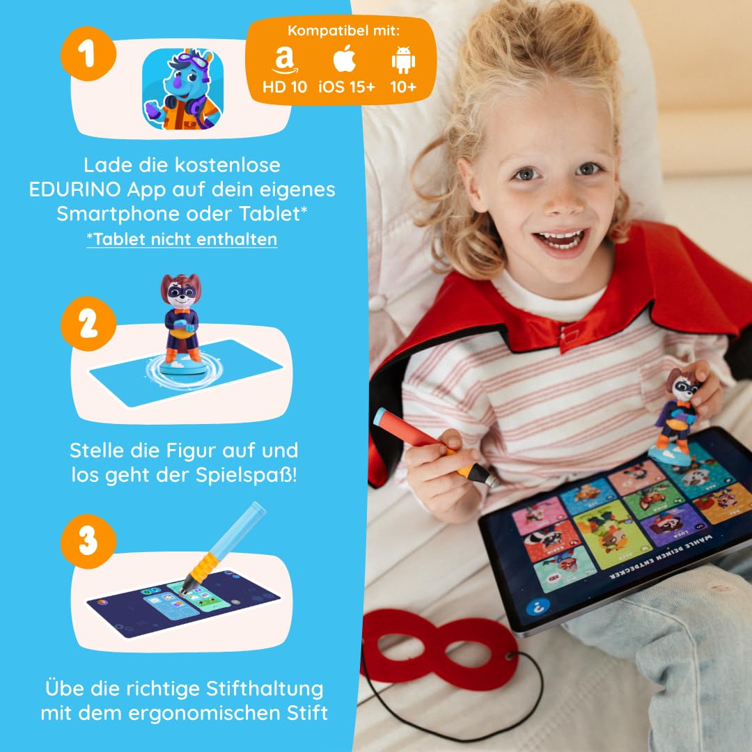 Edurino Figur Luca Digitale Medien Nutzen & Verstehen ab 4 Jahren inkl. App | Innovatives & digitales Lernspiel | Sicherer Umgang mit digitalen Medien | Digitale Geräte kennenlernen