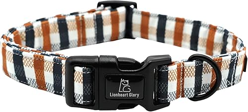 Miniatura 1 de Lionheart glory Collar de perro a cuadros, collar de perro de otoño, collar de perro hembra o macho, collar de perro ajustable resistente para perro