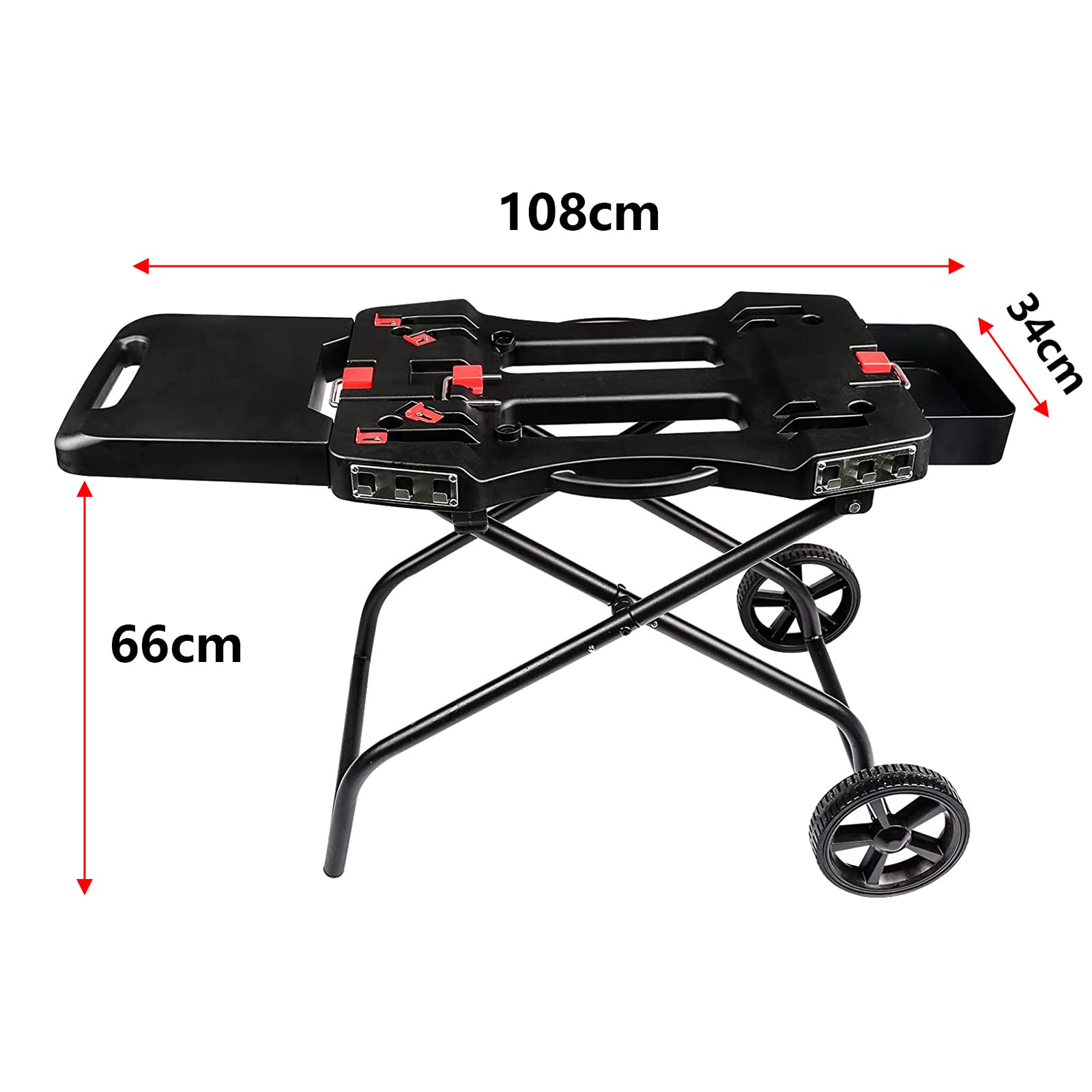 Carrello Portatile Per Griglie Weber Q E Blackstone - Ripiano, Cestino E Ganci Per Accessori