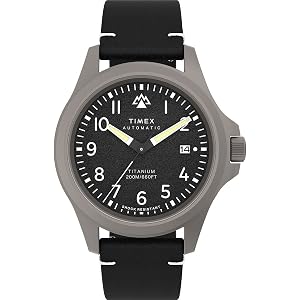 Timex Men's Expedition North Titanium Automatic 41mm Watch - Black Strap Black Dial Titanium Case