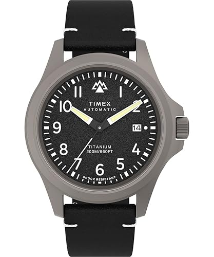 Reloj automático para hombre Timex Expedition North Titanium de 41 mm - Correa negra, esfera negra y caja de titanio
