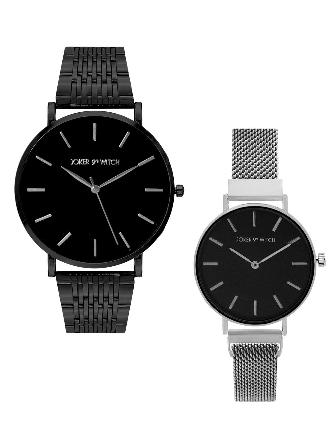 Joker & Witch Stainless Steel Michael & Jackie Couple Analog Watch Gift Set For Men And Women, Black Dial, Silver Band (B08WX72GK9) Amazon Price History, Amazon Price Tracker