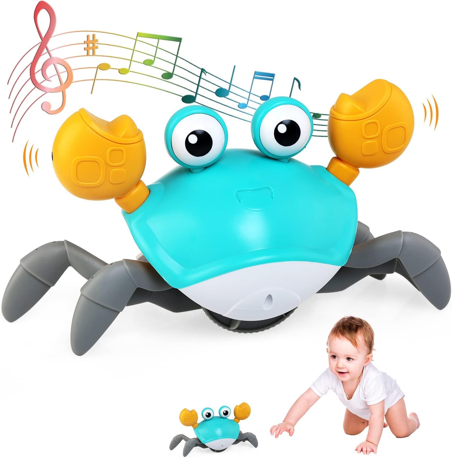 Ainstru Crawling Crab Baby Toy, Tummy Time Toy with Music and LED Light