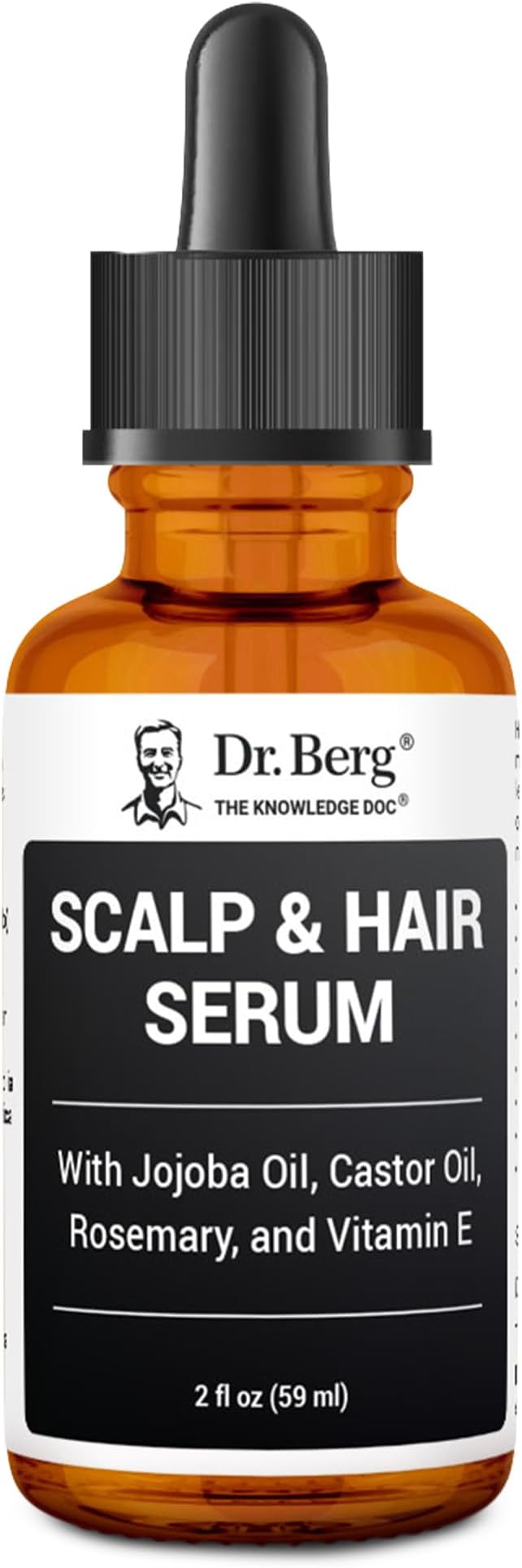 Dr. Berg Scalp & Hair Serum (Improved Formula) with Vitamin D3 & E - Clinically Tested, Paraben- and Sulfate-Free Hair Oil for Women & Men - Includes Rosemary Oil, Castor Oil & Jojoba Oil - 2 Fl oz