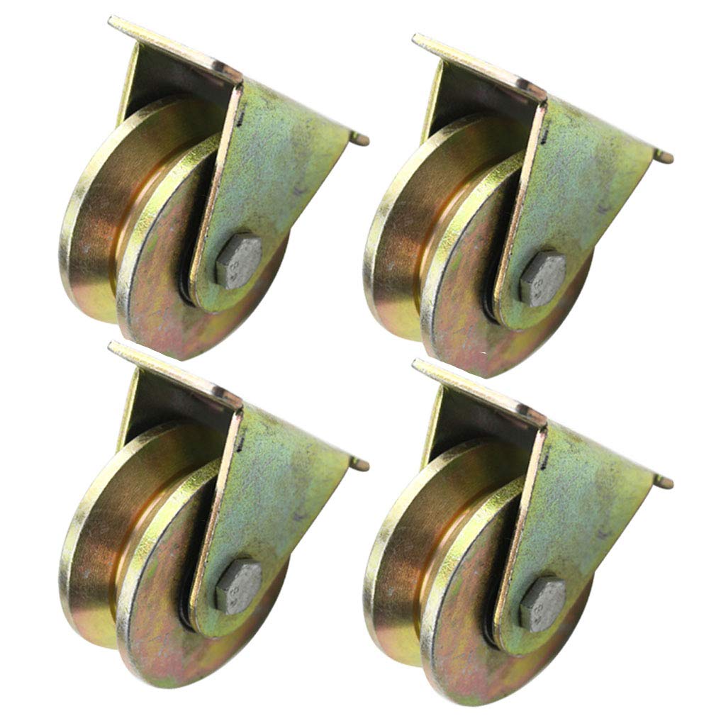 GBRJUYF V Groove Caster Wheels 32mm - Heavy Duty V-Shaped Sliding Door Track Rails for Gate Frames & Industrial Carts - 4 Pack Durable Rigid Hardware