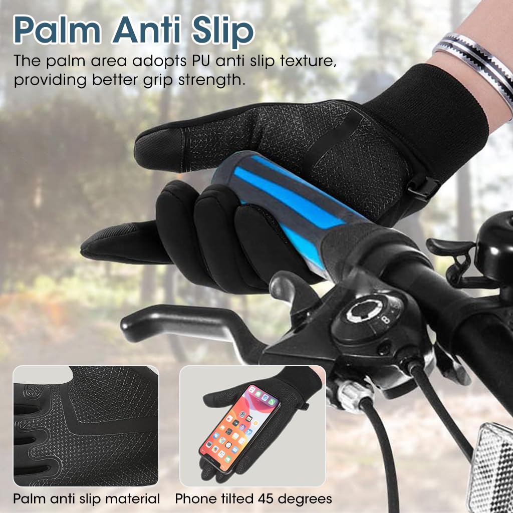 GUSTAVE Winter Gloves Warm Splashproof Windproof Bike Touchscreen Grip M 3