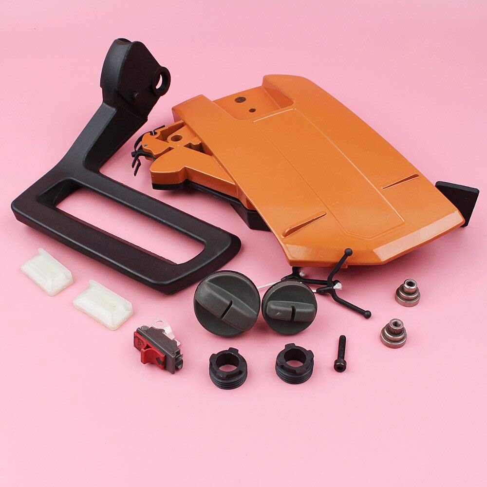 Cubierta de embrague de freno de cadena compatible con Husqvarna 266 268 272 66 protector de manija tapa de aceite de combustible tornillo sin fin tira de parachoques motosierra pieza de repuesto