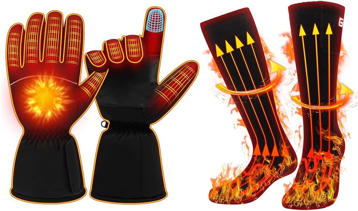 MMlove Heated Gloves and Socks for Men Women for Camping Fishing Sking Hiking