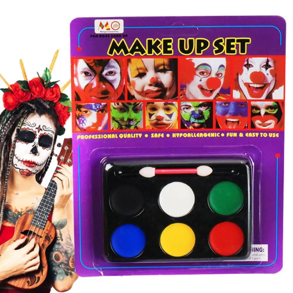 PartySanthe Face Painting Kit 6 Colors,Dress up face color Ideal for Halloween, Festivals, Birthday Parties, Cosplay - 1pc 1