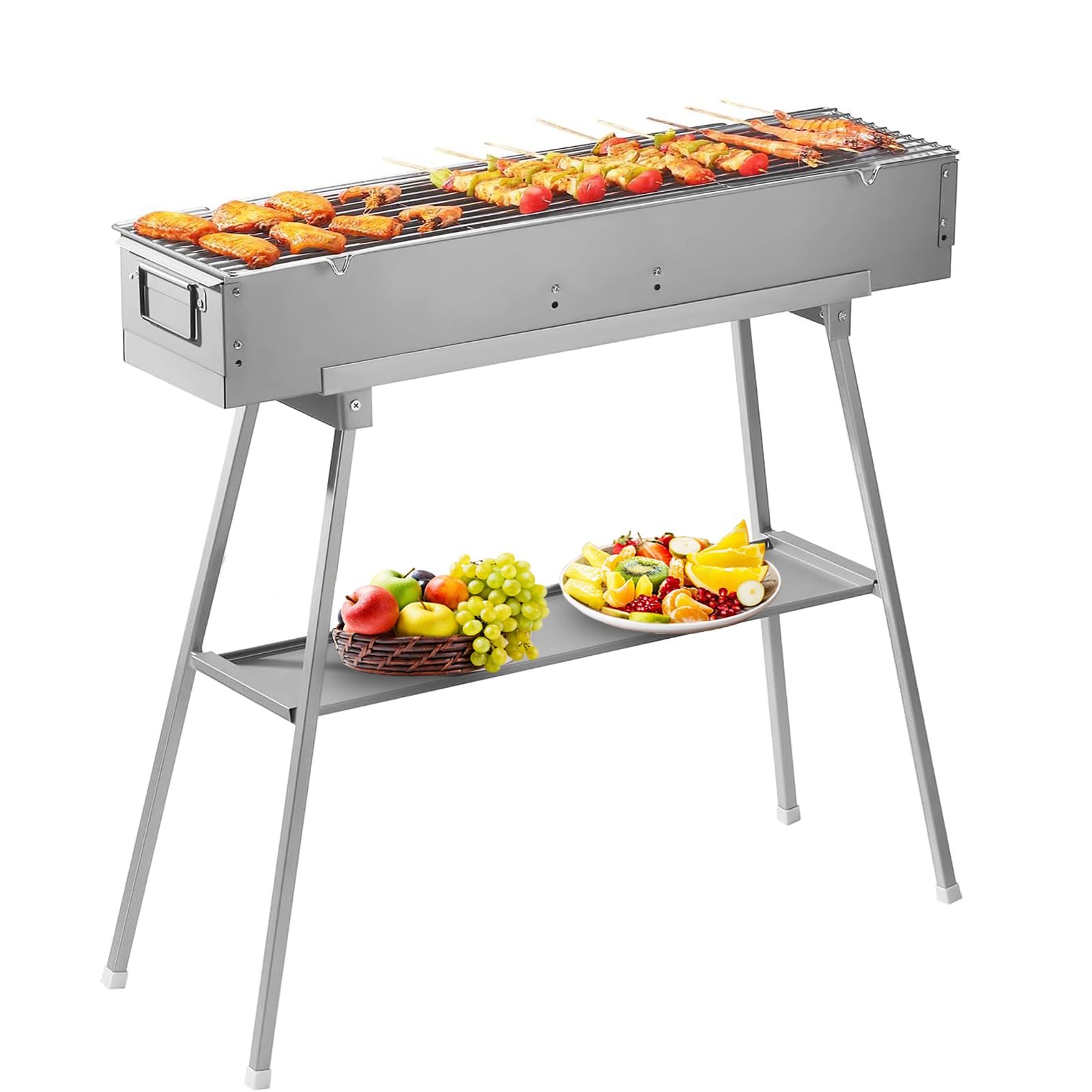 SPNOR Commercial Quality Portable Charcoal Grills Multiple Size BBQ Lamb Skewer Folded Camping Barbecue Grill for Garden Backyard Party Picnic Travel Outdoor Cooking Use.