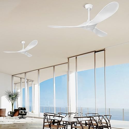 Miniatura 2 de CLUGOJ Ventilador de techo blanco, ventiladores de techo modernos con control remoto, ventiladores de techo para interiores y exteriores para