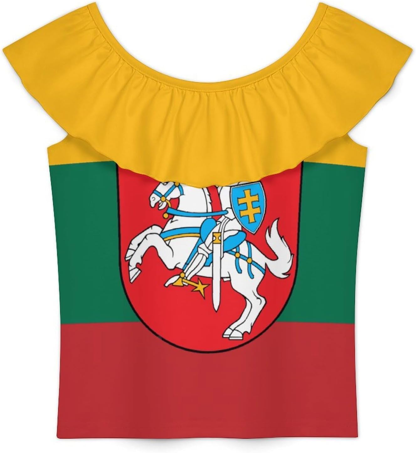 Lithuania Flag Lithuanian Emblem Girls T-Shirts Top Ruffle Short Sleeve Blouse Casual Graphic Tees