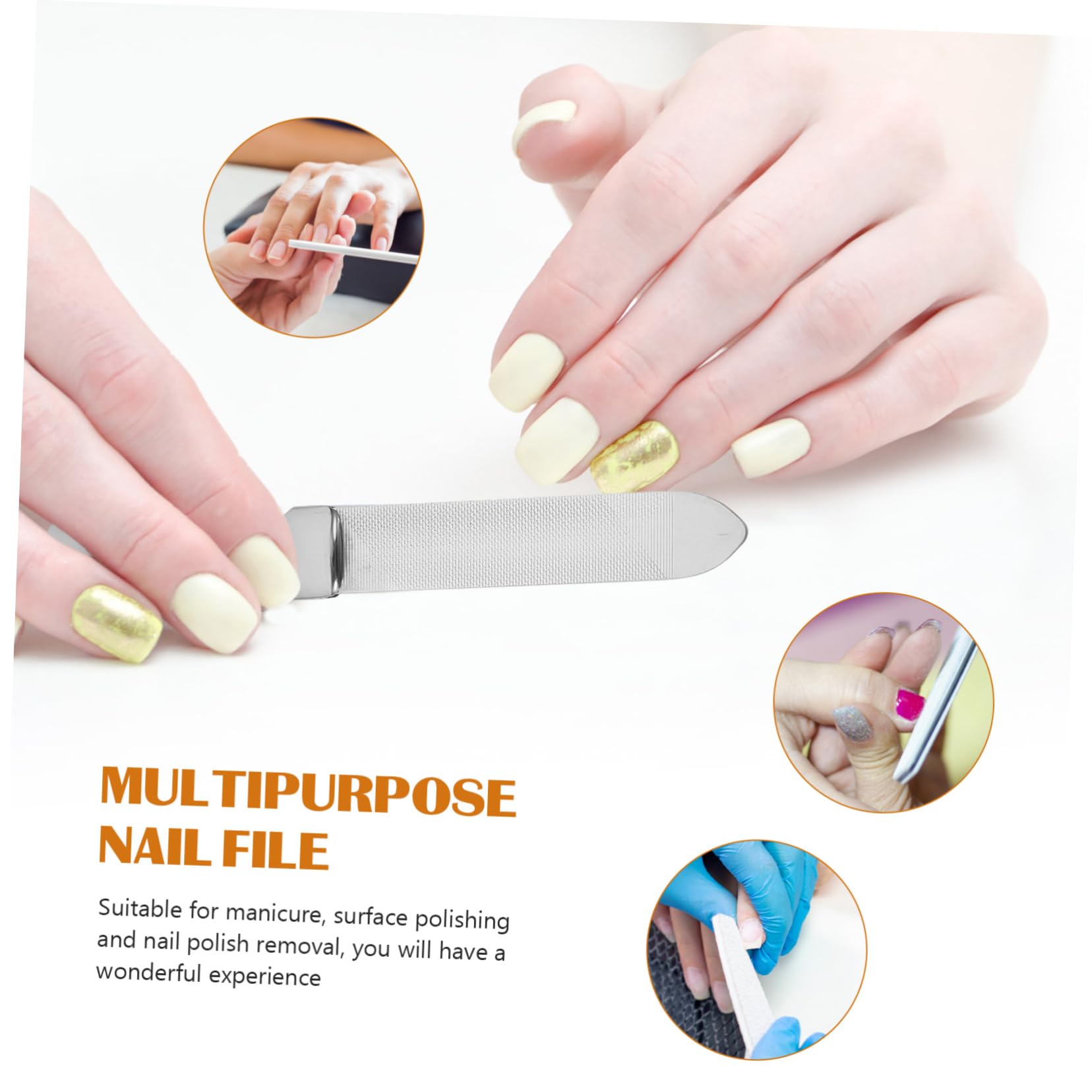 PACKOVE 2Pcs Nail Shaping Files Stainless Steel Manicure Tools for Nail Art for Easy Portability for Professional and Home Use Edges and Removes Ridges