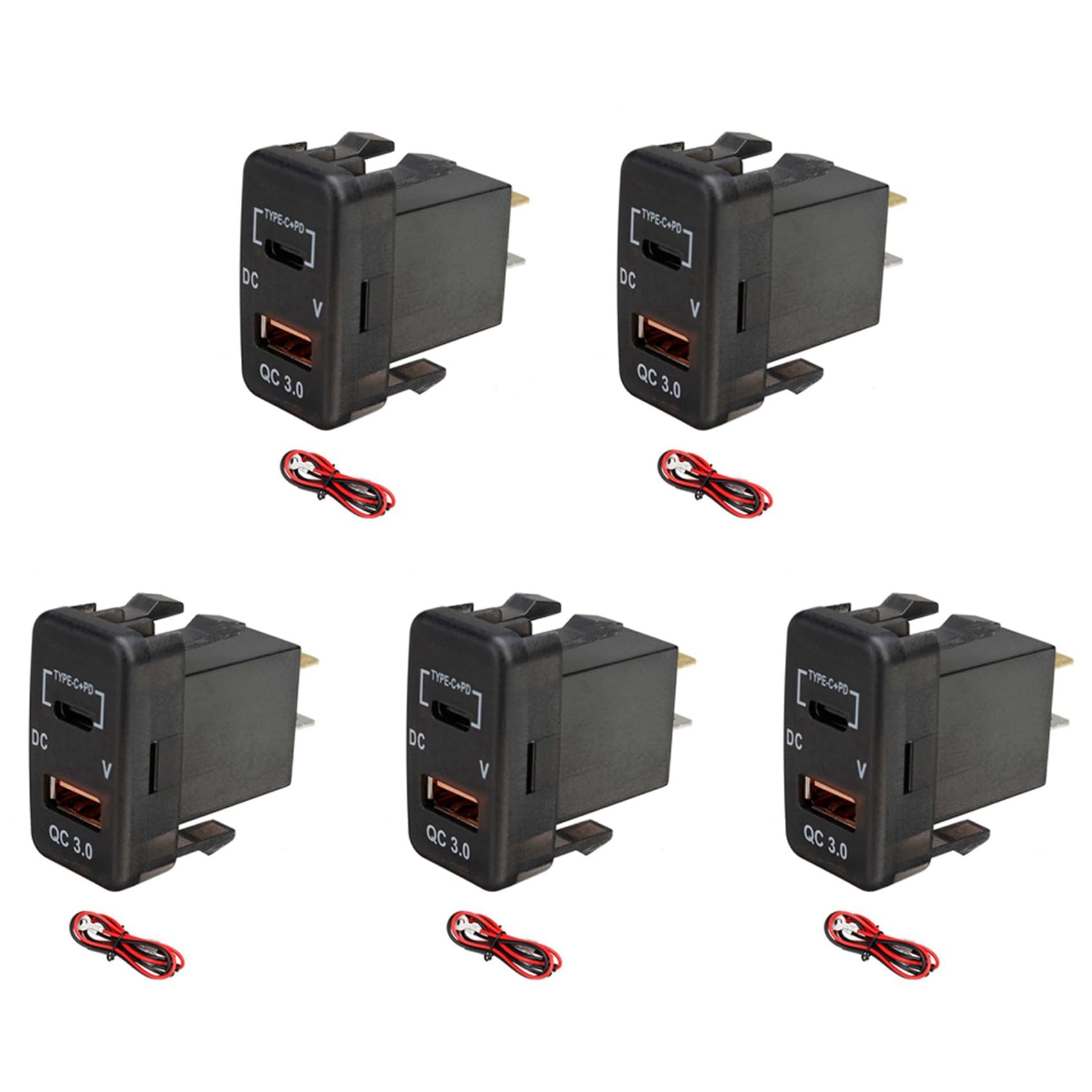 5X Adaptateur de Chargeur de Voiture QC3.0 Double Prise de Chargeur USB avec VoltmèTre pour Prado