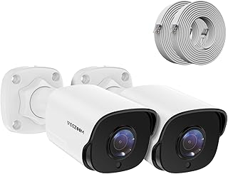 VEEZOOM 5MP PoE CCTV Security IP Cameras, FOV 95° Smart Outdoor Bullet Surveillance Cameras with Audio Recording and IR Night Vision up to 100ft Support AI Human Detection Sensor 5MP(2 Pack)