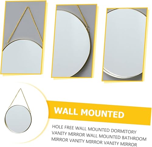 Miniatura 7 de minkissy Espejo de pared decoración de estilo hierro maquillaje para el hogar decoración de metal espejo de vestidor redondo dorado colgante nórdico